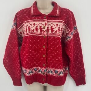 Vintage Susan Bristol Nordic Cardigan Sweater Wool Button Front Medium (M1)